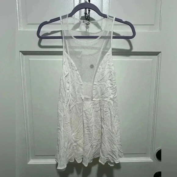 FREE PEOPLE white mesh trapeze blouse size small NWOT - Picture 2 of 4